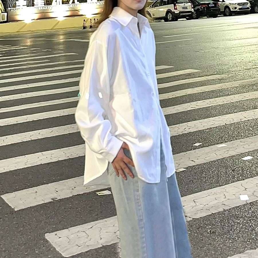 白シャツ　オーバーサイズコットンシャツ