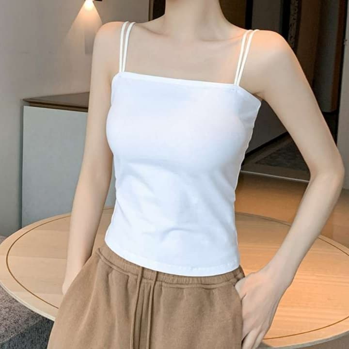 白シャツ　ダブルストラップキャミソール