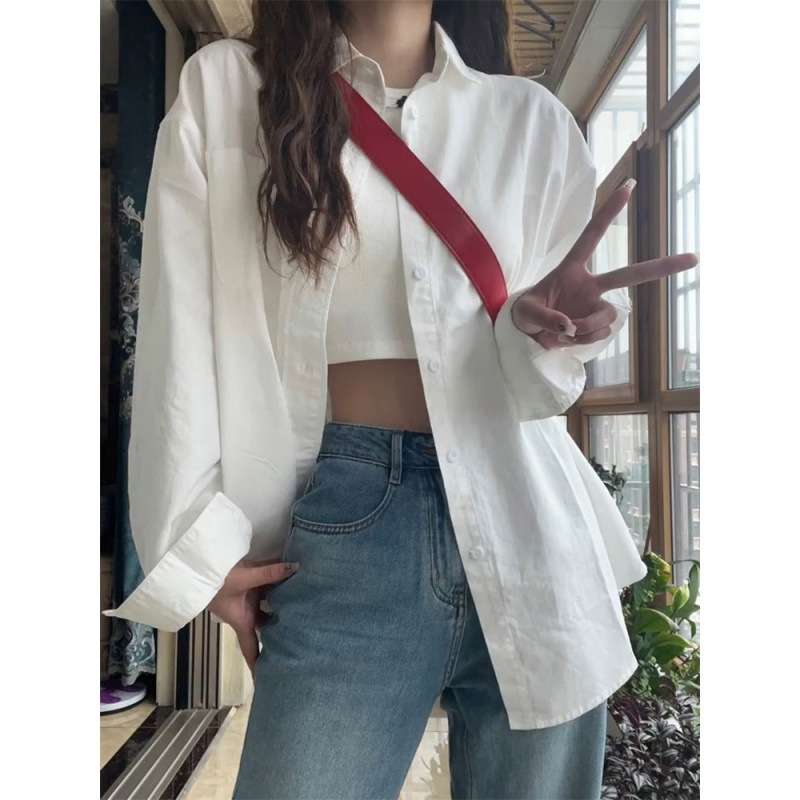 白シャツ　クロップドオーバーシャツ