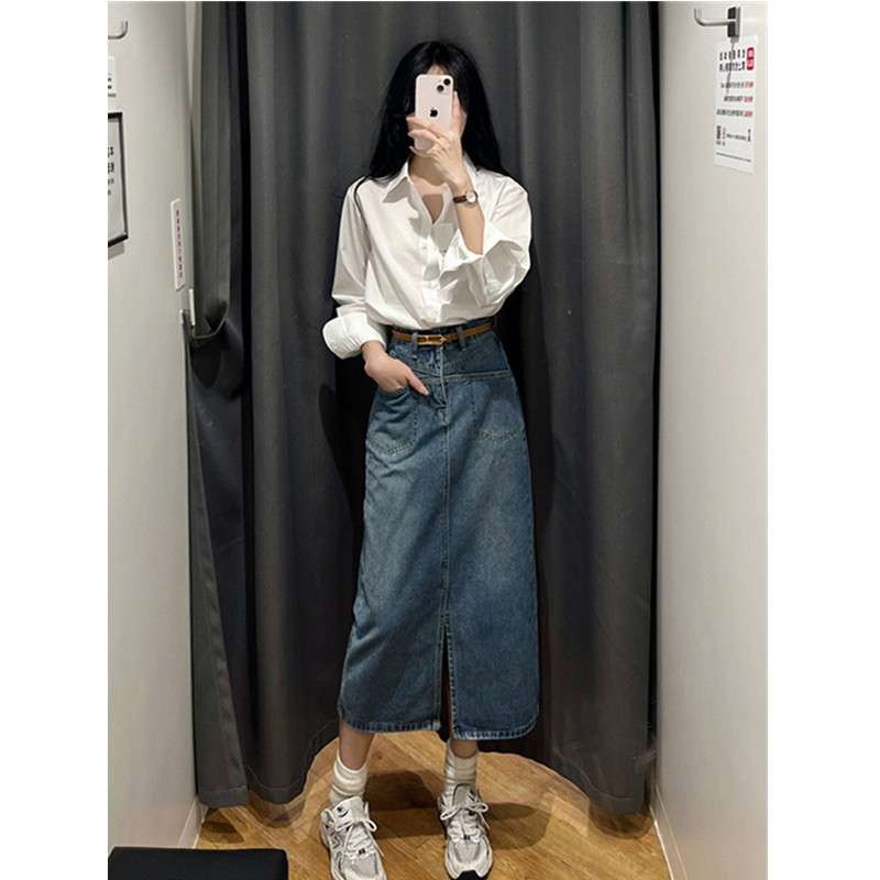 白シャツ　【春】ベーシックオーバーシャツ