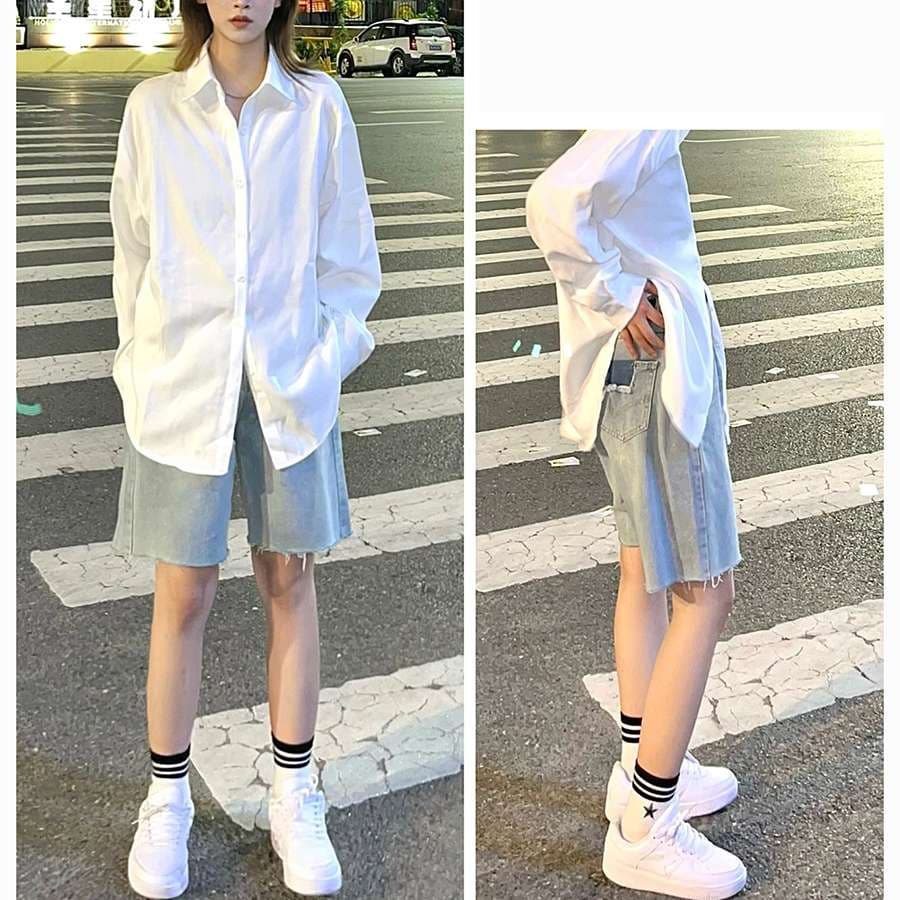 白シャツ　オーバーサイズコットンシャツ