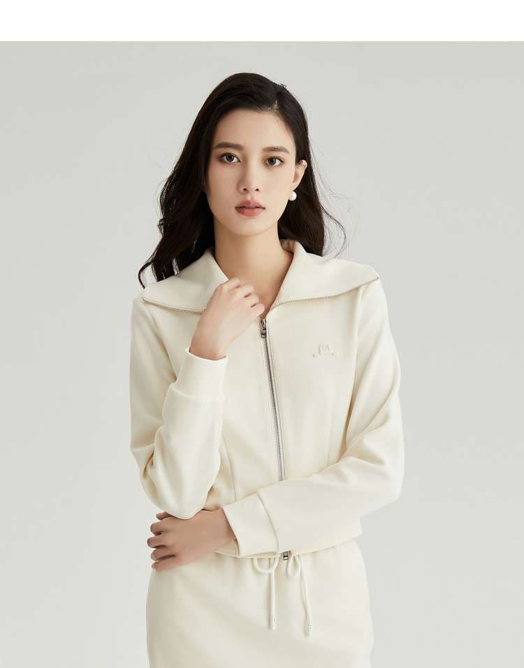 白シャツ　【冬】シャーリングカラー ニットジャケット