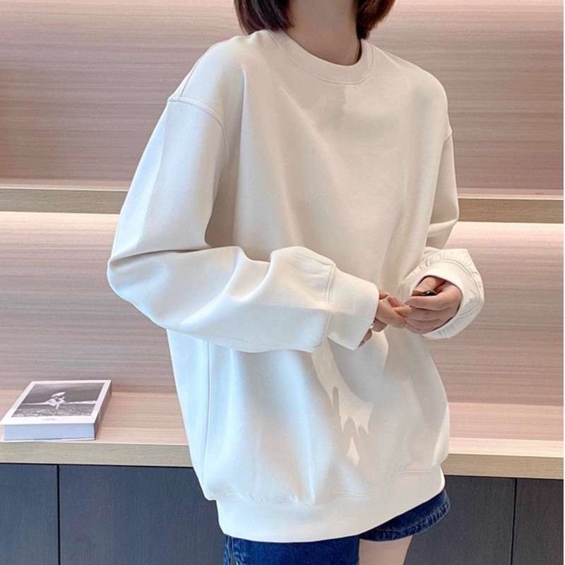 白シャツ　【春秋冬】シンプルゆったりスウェットトップス