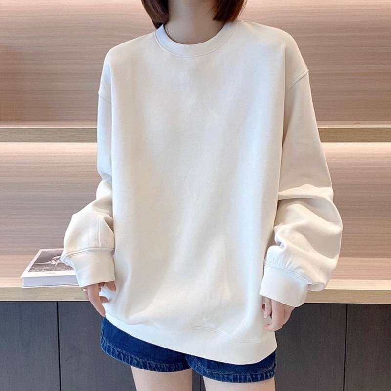 白シャツ　【春秋冬】シンプルゆったりスウェットトップス