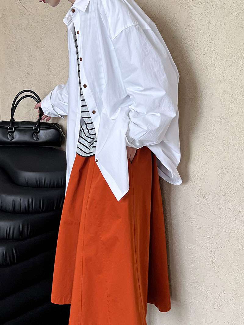 白シャツ　オーバーサイズリネンシャツ
