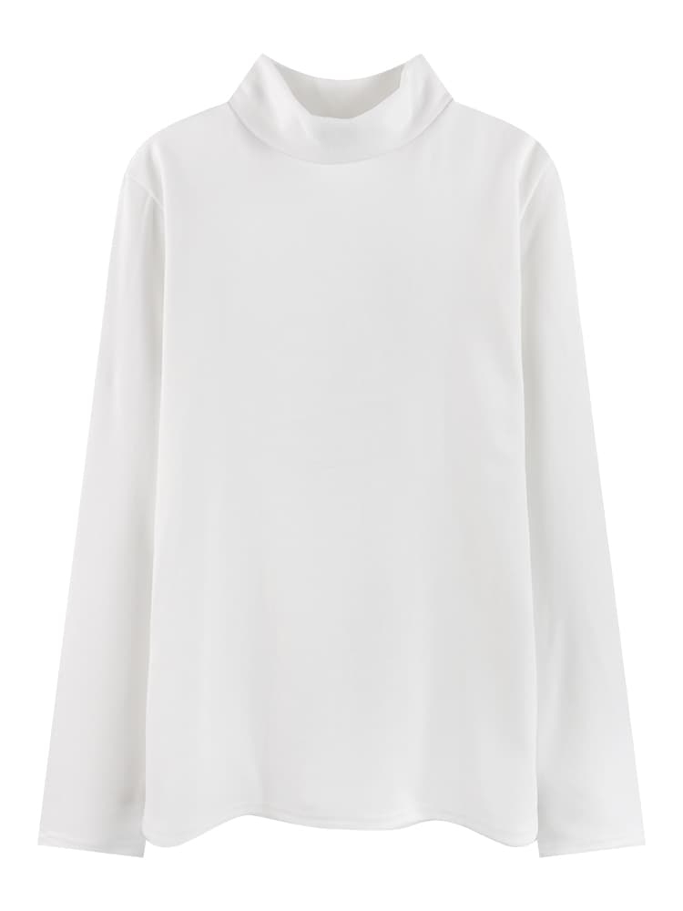 白シャツ　【春】シンプルシルエットモックシャツ