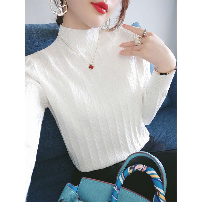 白シャツ　透け感リッチニットトップス