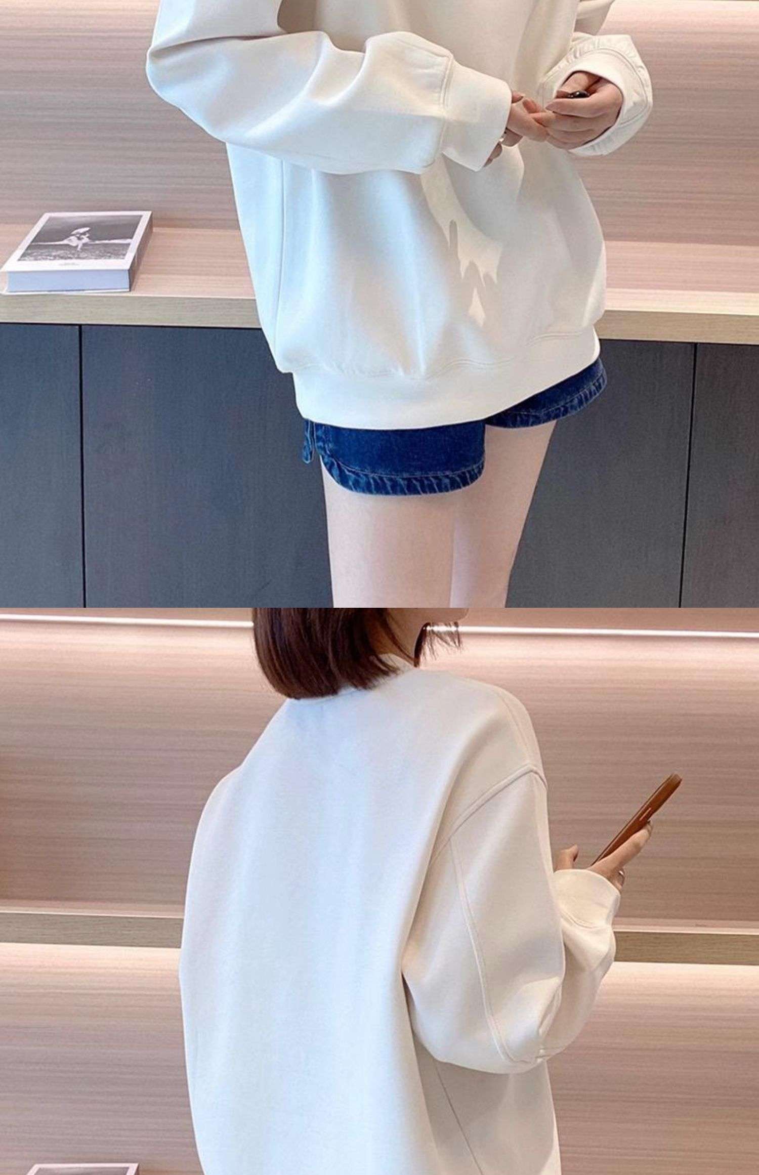白シャツ　【春秋冬】シンプルゆったりスウェットトップス