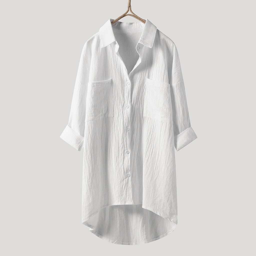 白シャツ　リラックスフィットロングシャツ