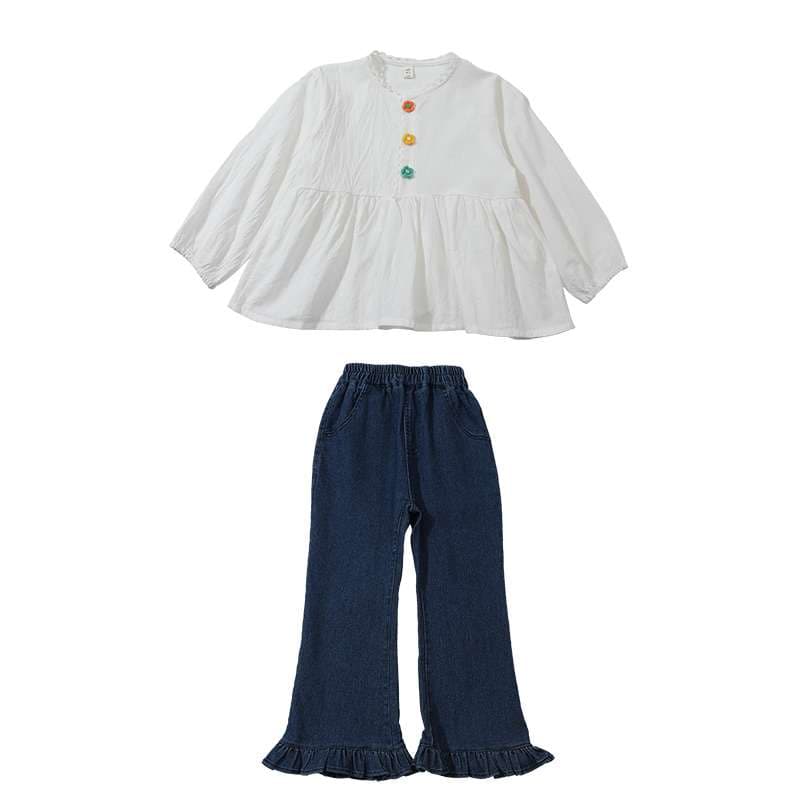 白シャツ　【春夏】フリルカラーブラウス≪女の子用≫