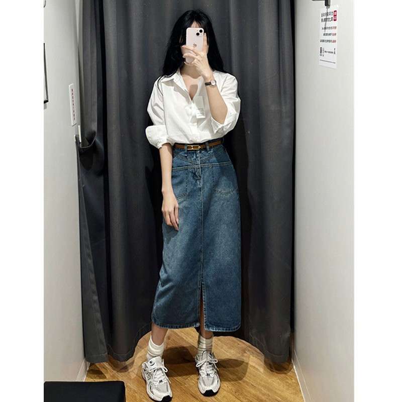 白シャツ　【春】ベーシックオーバーシャツ