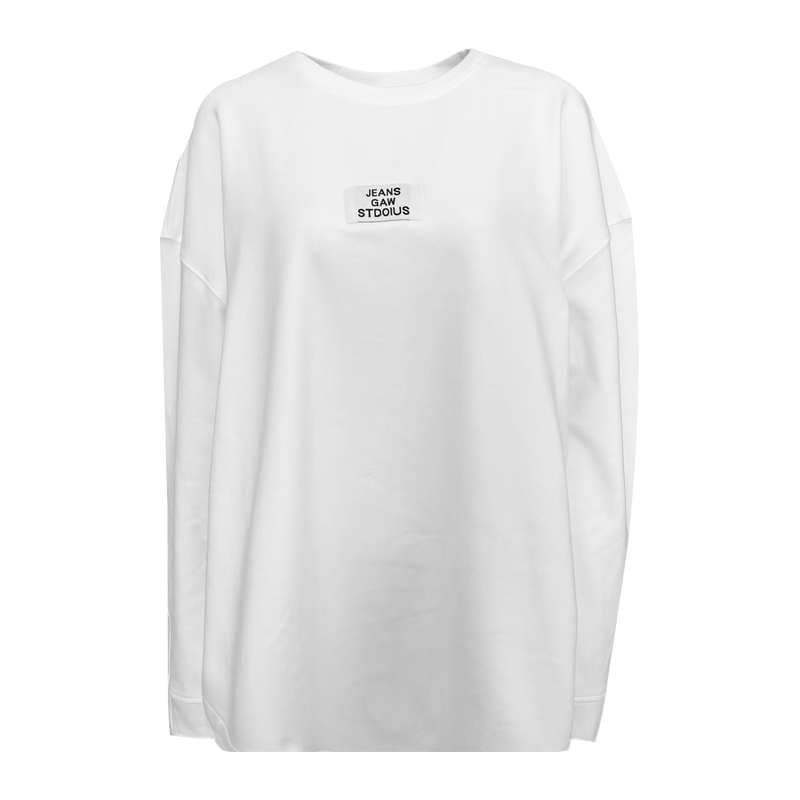 白シャツ　【春秋】オーバーサイズルーズネックプルオーバー