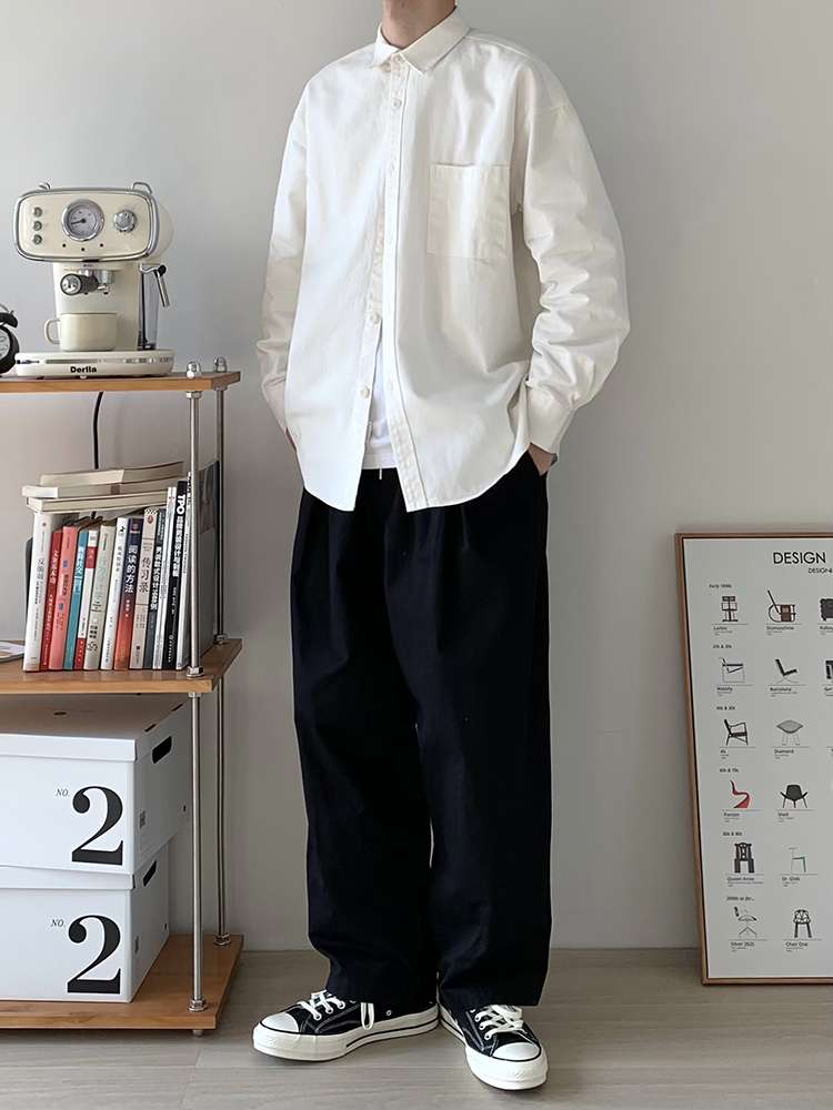 白シャツ　リラックスフィットベーシックシャツ