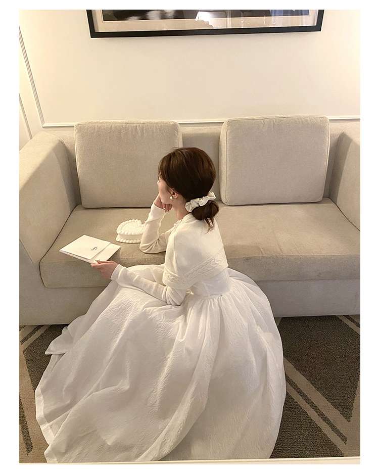 白シャツ　ケープドレープ ロングドレス