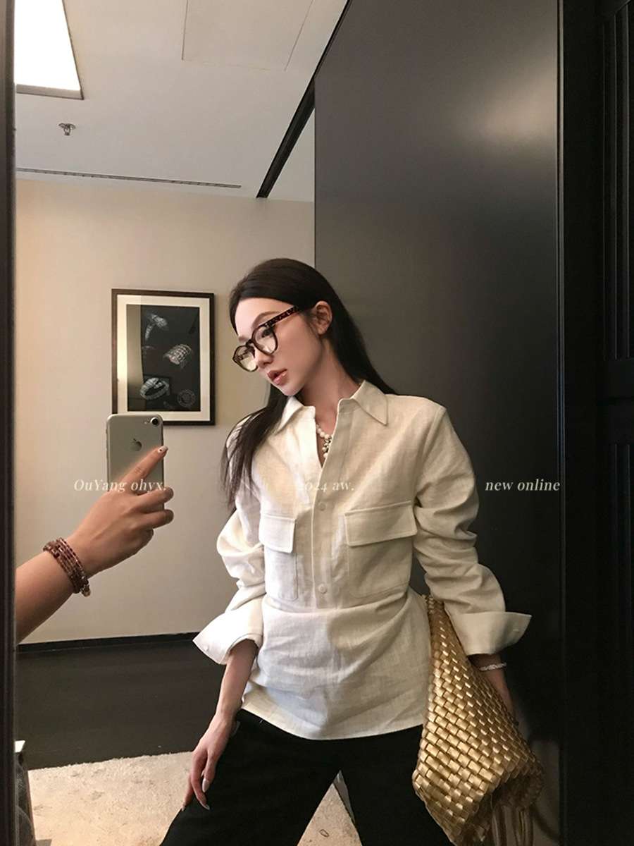 白シャツ　リネンエレガンス・ブレンドシャツ