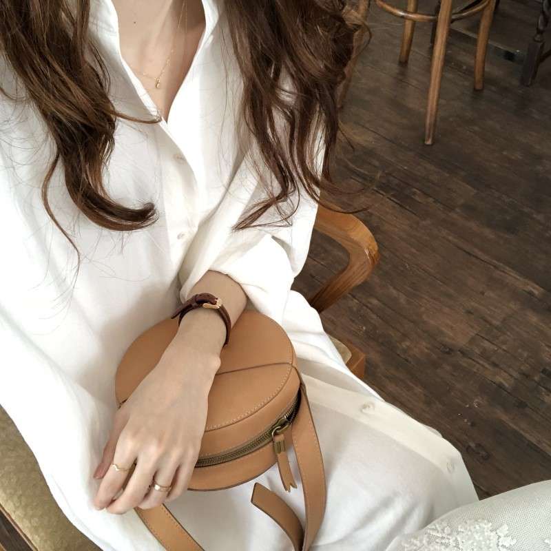 白シャツ　ゆったりロングシャツワンピース