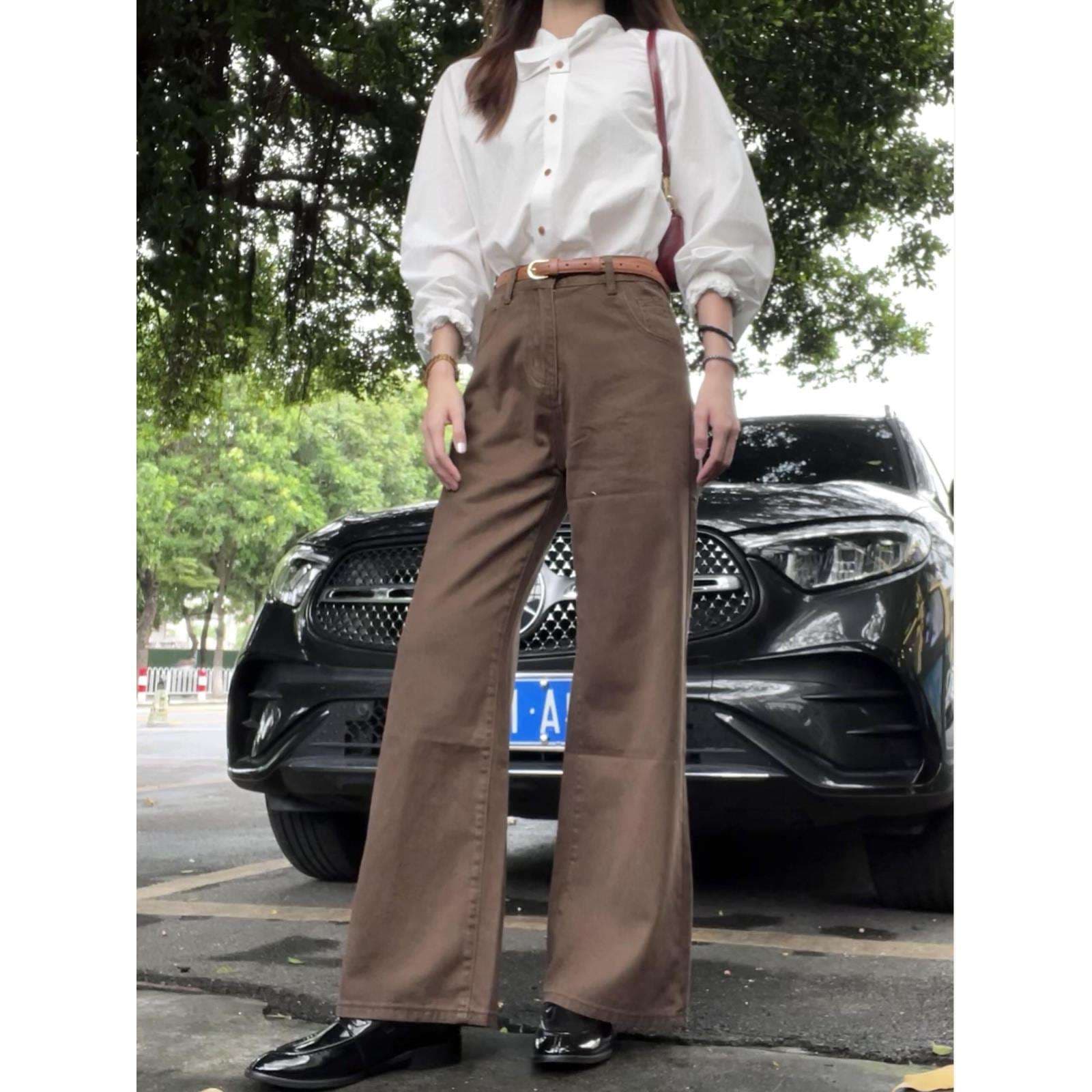 白シャツ　フリルスリーブボタンシャツ