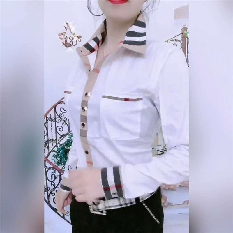 白シャツ　エレガントチェックシャツ