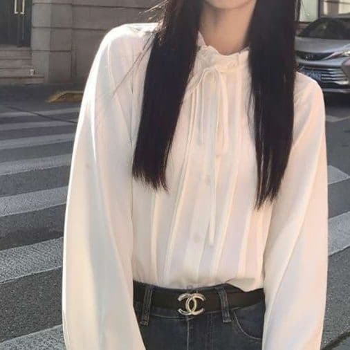 白シャツ リュクスフリルブラウス