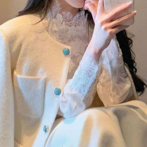 白シャツ レースディテールブラウス