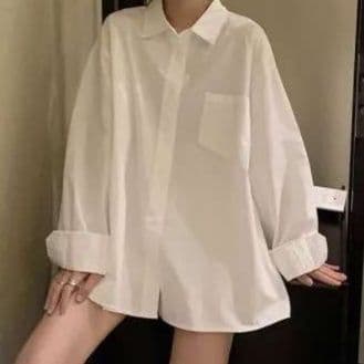 白シャツ エアリースリットロングシャツ