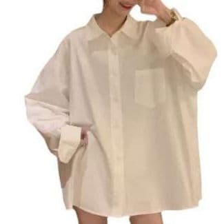 白シャツ エアリースリットロングシャツ