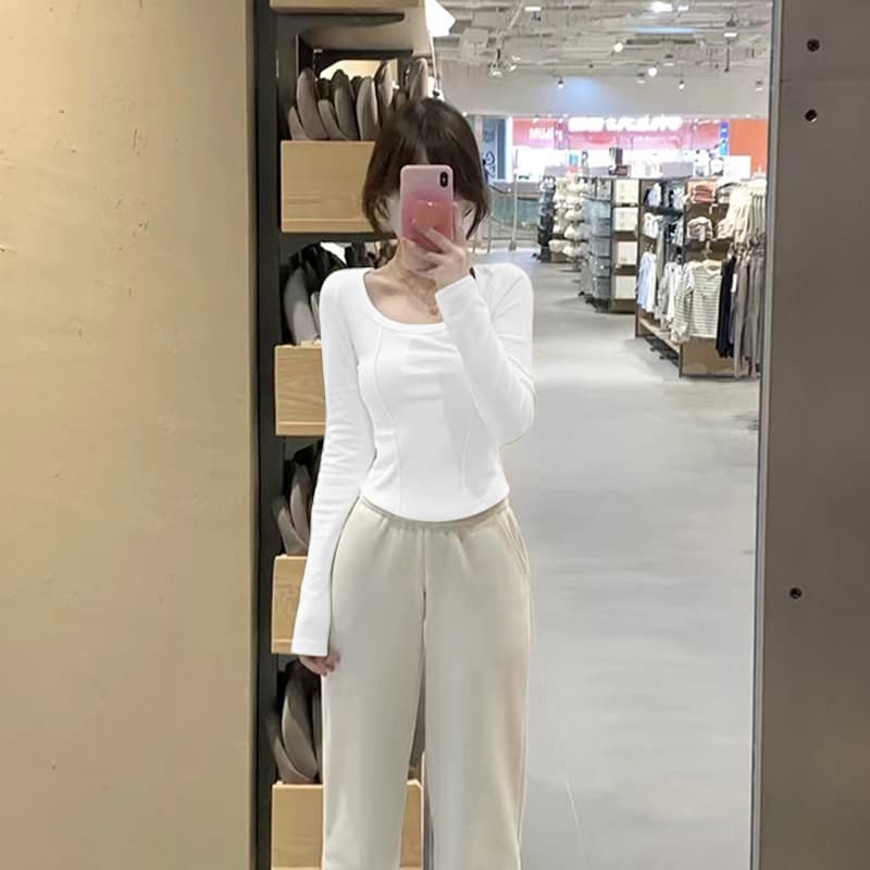 白シャツ 【秋冬】シルクタッチシルエットシャツ